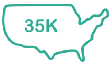 US map icon representing 35000 HIV infections each year.